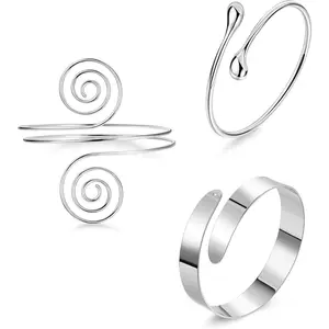 3 count Arm Cuff Bracelet  Upper Arm Band Cuff for Women Adjustable Arm Cuff Bangle Bracelet Minimalist Coil Flower Armlet Armband  Set