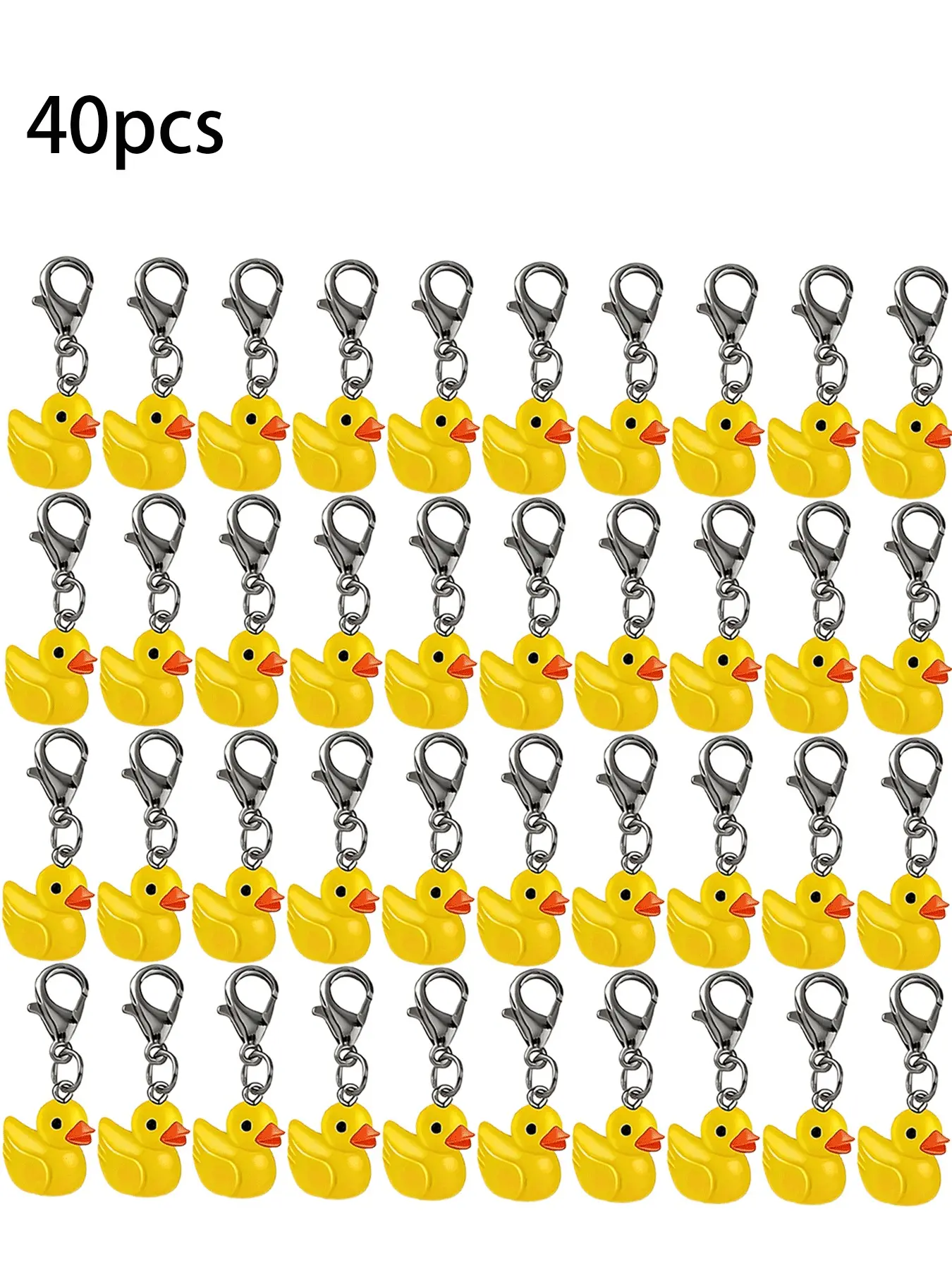 40 Pieces Duck Jewelry Charms, Perfect for Daily Backpack Accessories, Creative Keychains, Keychain Accessory, Keychain Kawaii, Keychain Collectible, Keychain Figure, Memorable Key Rings, Shoe Decorations