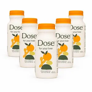 DOSE Daily Liver Support Detox Shots 5 Pack, 2 fl oz Each, Liver Health Supplement with Milk Thistle, Turmeric & Organic Herbal Blend, Supports Healthy Liver Function, Digestion, Immune Support, Natural Energy, USA Made Wellness Drink