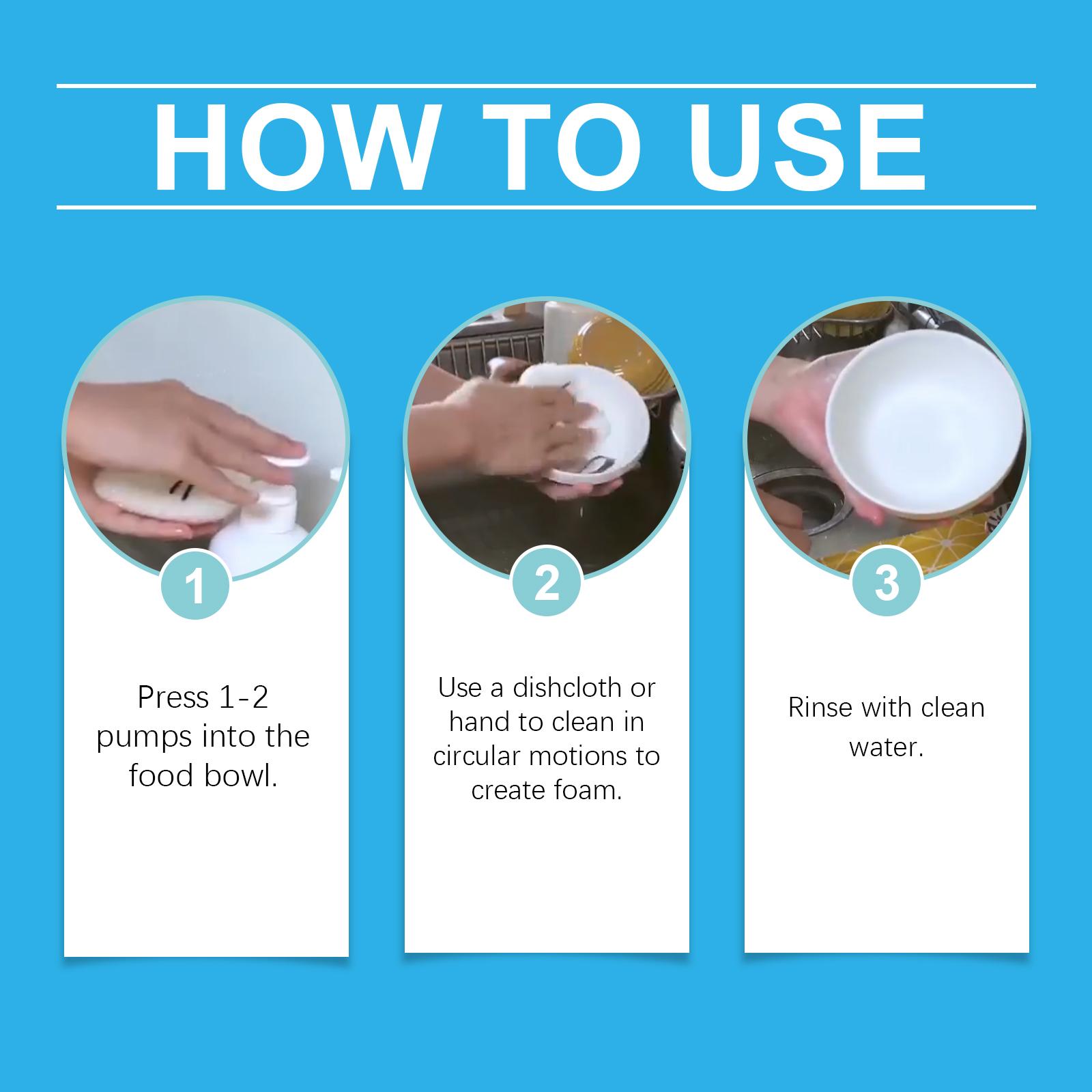 Pet Bowl Cleaner | Safe Dog Cat Dish Soap | Remove Saliva Grease & Odor | Non-Toxic Foaming Cleanser