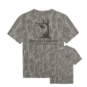 Spring Legion Not Subject to Change Camo T-Shirt for Men, Turkey Hunting Back Graphic Tee, Vintage Outdoor Camouflage Short Sleeve Shirt