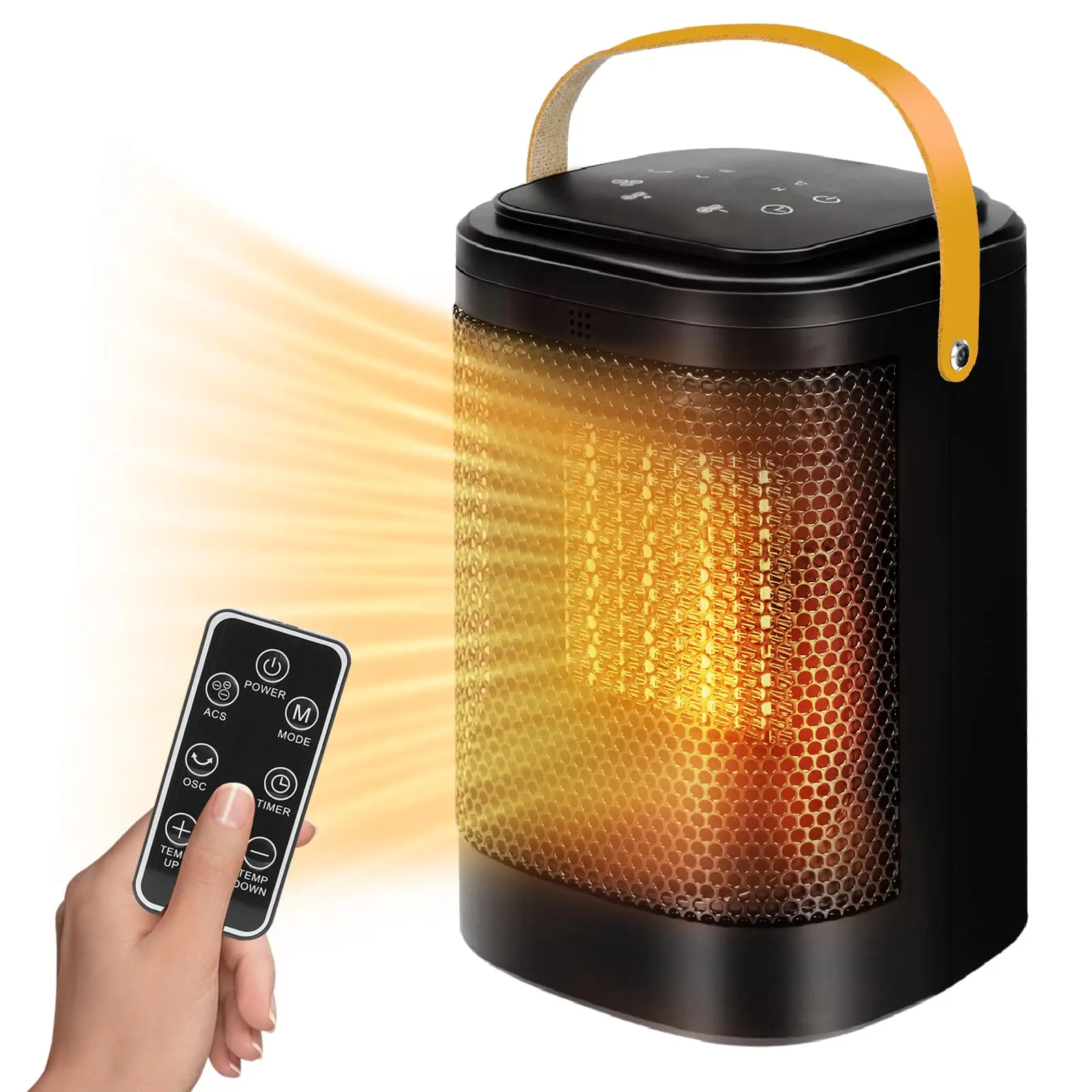 Space Heater, Portable Electric Heaters for Indoor Use with Thermostat | 2026 Upgraded, 34dB Quiet, 12H Timer, 5 Mode, Remote, 1500W PTC Ceramic Fast Safety Heat for Office Bedroom Home