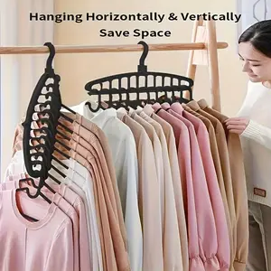 11-Port Space Saving Clothes Hanger - Heavy Duty Multi-Functional Wardrobe Organizer - Cascading Hanger for Shirts & Coats