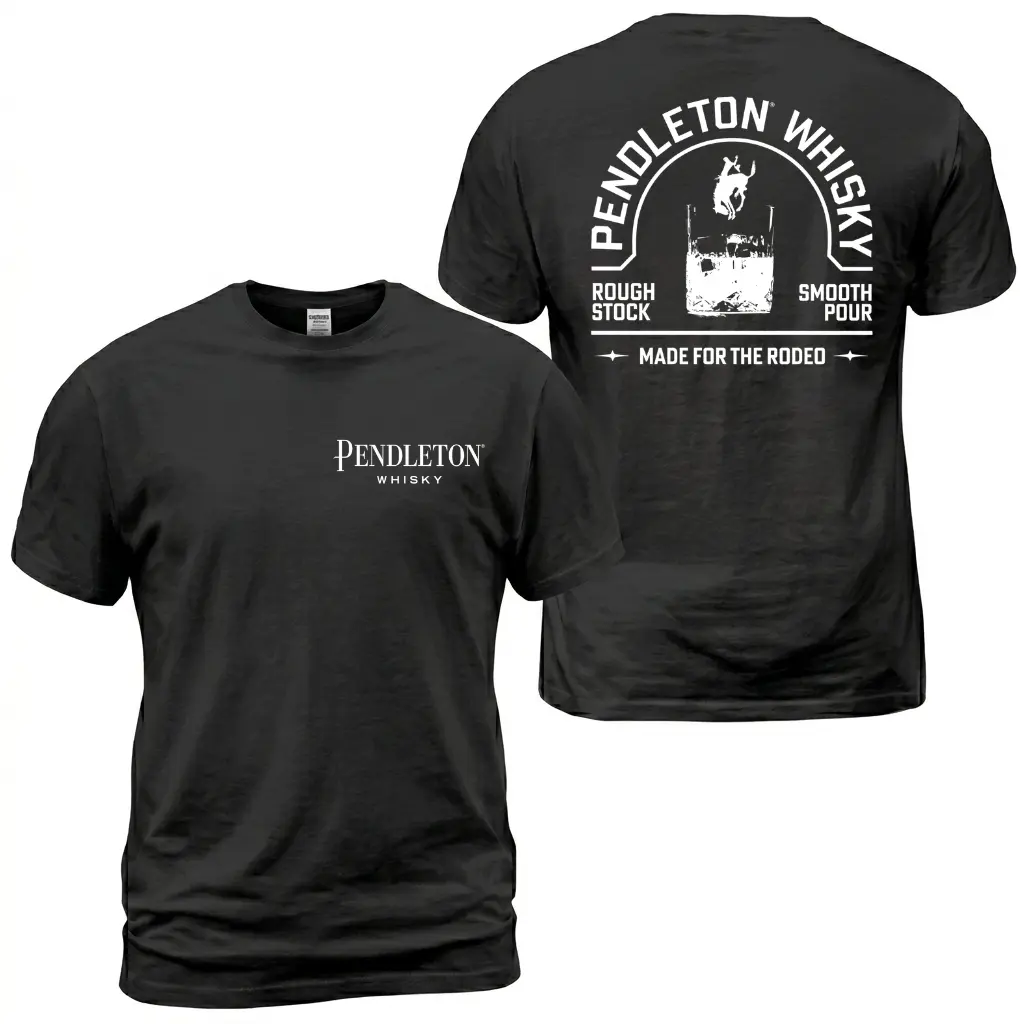 Pendleton Western Rodeo T-Shirt, Rough Stock Cowboy Rider Graphic Tee With Made For The Rodeo Back Print, Front Chest Pendleton Logo Shirt, Ranch Western Apparel Gift for Men and Women
