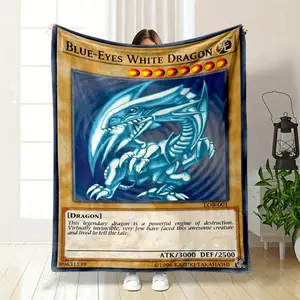 Yu Gi Oh Blue Eyes White Dragon Themed Blanket, Restoring The Classic Card Image, With A Clear Print Of The Majestic White Dragon. The Delicate Flannel Is Skin Friendly And Comfortable, Suitable