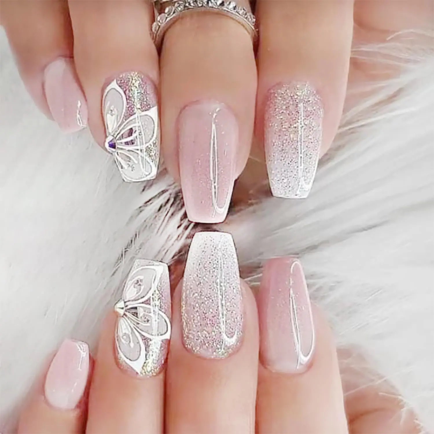 Rhinestones Fake Nails-18