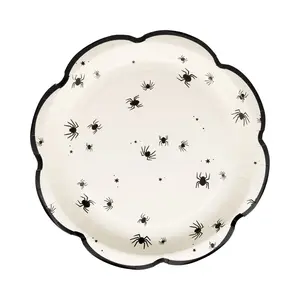 Halloween Spider Scalloped Plates – 9" Serving Party Plates for Spooky Snacks & Creepy Celebrations!