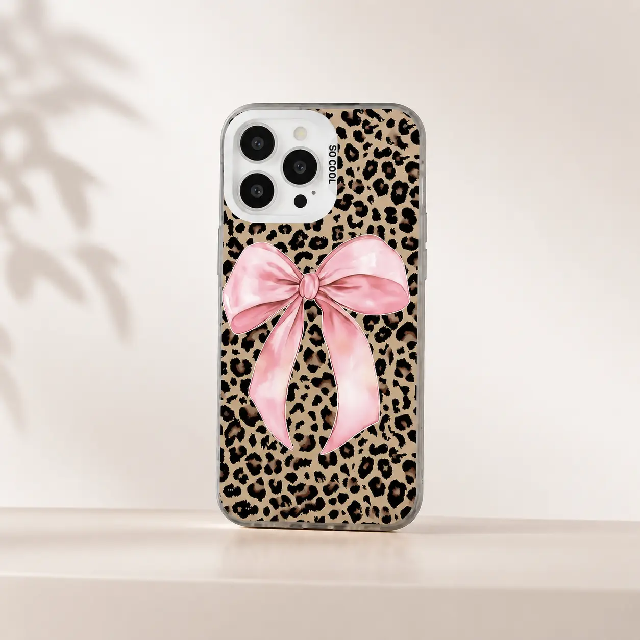 TPU Smartphone Case - Aesthetic, Lightweight, Soft, Shock-Resistant Protection for iPhone 11/12/13/14/15/16/17 Pro Max/Plus, iPhone15 Pro (Pink Bow, Leopard Print Mobile Accessory), Accessories