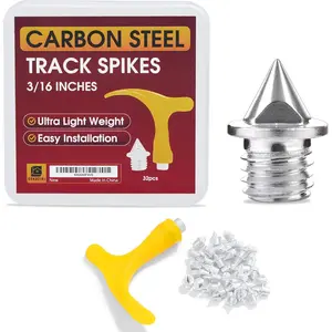32pcs Premium Carbon Steel 3/16 Inch Pyramid Track Spikes Replacement for Track Shoes, Light Weight, Easy to Install, 3/16 Needle Spikes for Track Shoes, Cross Country Running Spikes