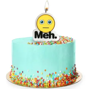 Meh. I Hate Parties Funny Birthday Candle - Hilarious Cake Topper for Unwanted