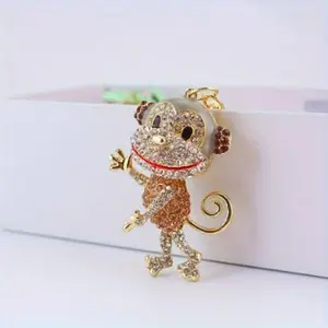Cute Encrusted Cute Monkey Car Keychain Animal Zodiac Monkey Keychain Pendant Accessory Perfect Gift for Friends