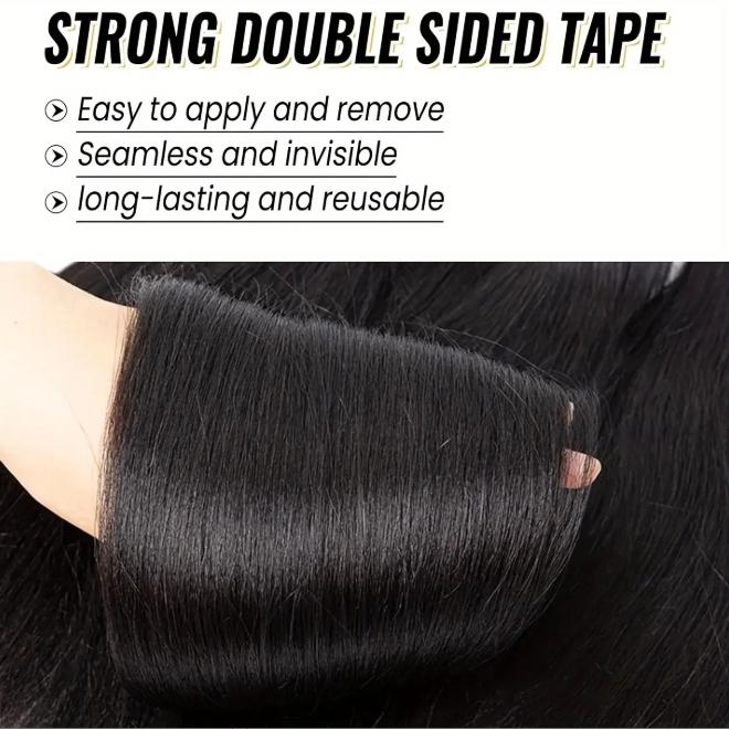 20PCS 30g Double-Sided Seamless Tape-In Real Human Hair Extensions, Natural Black #1B Straight 12-28 Inches, Premium Reusable Long-Lasting Hair, Easy Application & Gentle On Hair