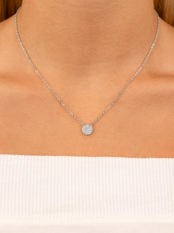 Sterling Silver CZ Disc Pendant