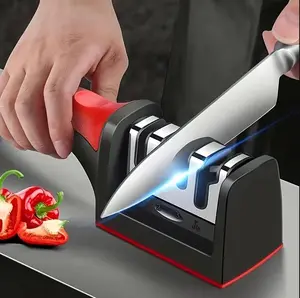 4-Stage Professional Kitchen Sharpener - Sharpener Helps Repair, Restore, Polish Blades and 4 Stage Sharpening Slots extra fine cook cutting boards Wooden Knife Set bat kitchenscissors deep juice groove side handle Christmas Charcuterie non-slip foot