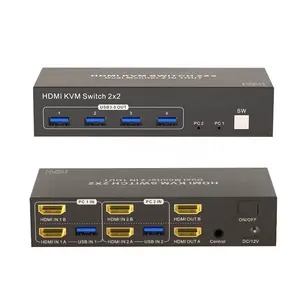 HDMI KVM Switch 2 In 2 Out Dual Screen Display Sharing For Two Computers