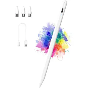 Active Stylus Pens for Touch Screens with Magnetic Design, Rechargeable Universal Stylus Pen, Fine Point Stylus Pen For iPad Pro/Air/Mini/For iPhone/For iOS/For Android/For Tablets Writing & Drawing-White