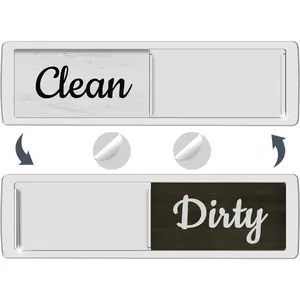 Dishwasher Magnet Clean Dirty Sign, Farmhouse Rustic Wood Design Black and White Non-Scratch/Easy to Read & Slide/Strong Magnet Clean Dirty Magnet for Dishwasher (A-Silver)