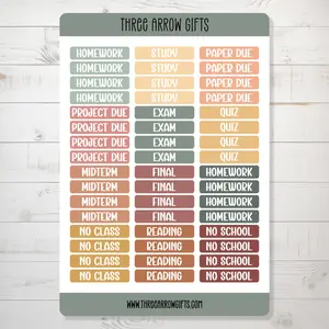 College Planner School Stickers for Organizing and Decorating