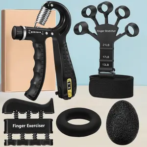 5-in-1 Complete Grip Strength Trainer Kit Adjustable 5-60kg Finger Exerciser Hand Grip Strengthener for Home Gym Fitness & Injury Recovery