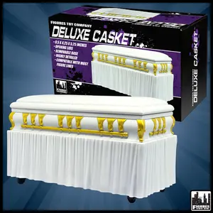 Deluxe White Casket for WWE & AEW Wrestling Action Figures with Removable Base