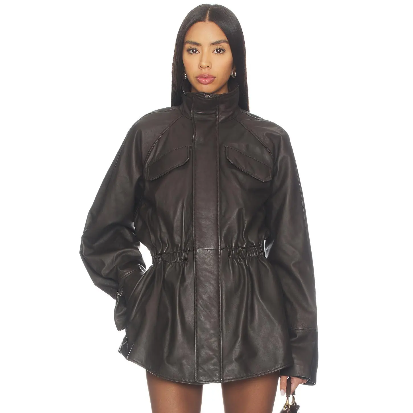 EAVES Mendoza Leather Jacket in Dark Brown