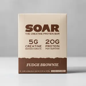 Soar Creatine Protein Bar - Fudge Brownie Flavor | 5g Creatine, 20g Protein, 1g Sugar | 3rd Party Tested