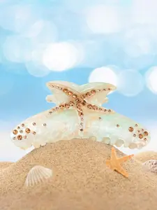 Women's Fashion Starfish Hair Claw, Ocean Series, Luxury Rhinestone Hair Accessory, Beach Vacation, Summer Gift, Party, Trendy Girl Hair Decor