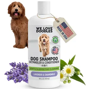 We Love Doodles 4-in-1 Dog Shampoo with Lavender Scent, Natural Formula for Cleansing, Conditioning, Detangling, and Moisturizing, 16 oz, USA-Made, Veterinarian Approved, for All Breeds and Sensitive Skin - Poodle