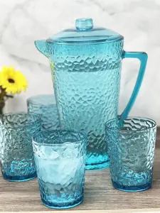 212 MAIN AS-3616SG 5-Piece Acrylic Hammer Drinkware Set with Pitcher and Jugs