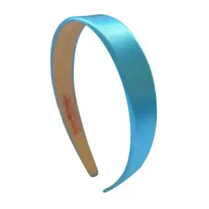 Turquoise Blue Satin Arch Headband with No-Slip Lining, 1 Inch Width