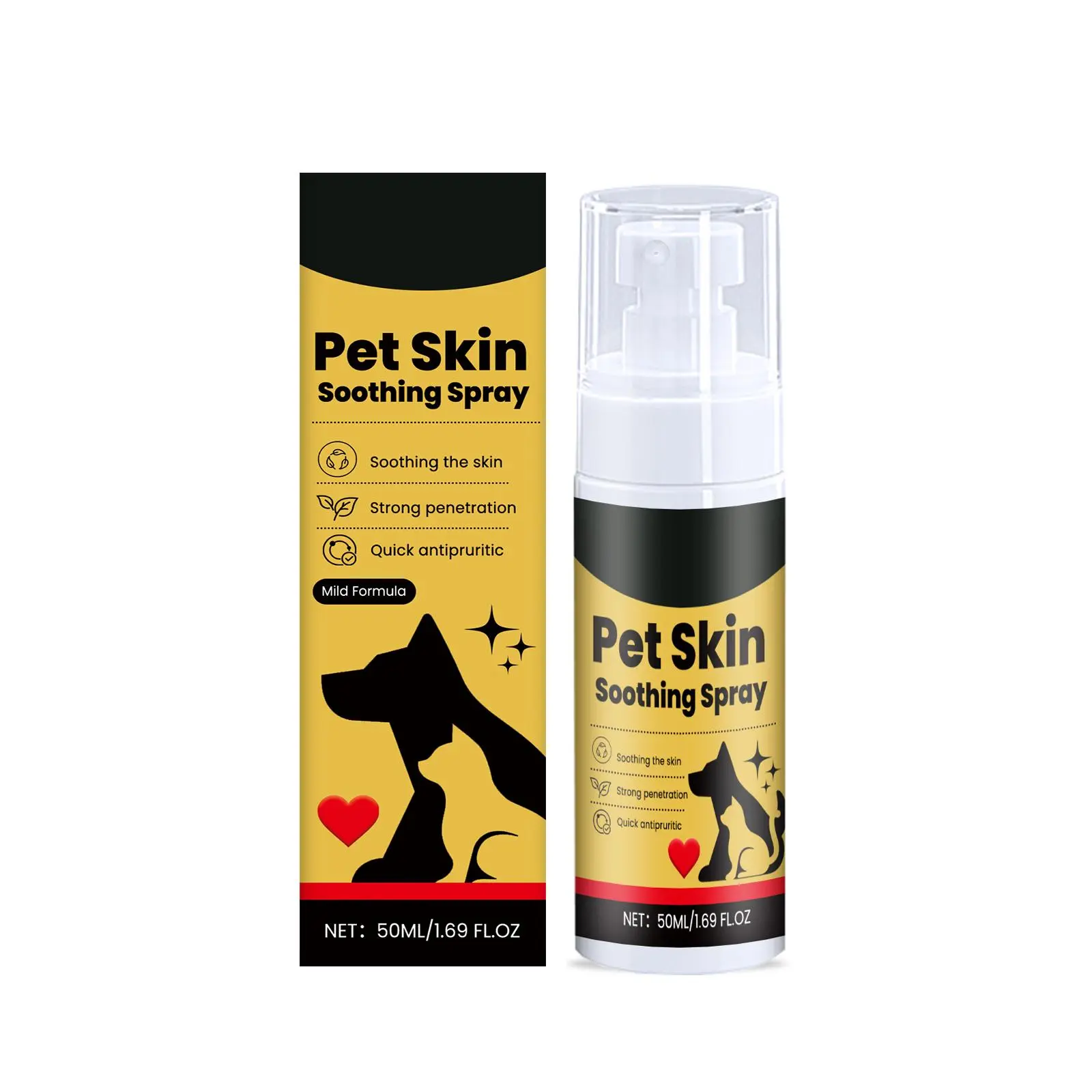 Pet Skin Relief Spray for Dogs & Cats, AMZ Gentle Natural Topical Care Mist, Mild Formula Soothes Skin Discomfort, Safe Daily External Treatment for Puppies & Kittens