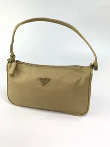 Pre-owned PRADA nylon Mini Bags Pochette Handbag Beige