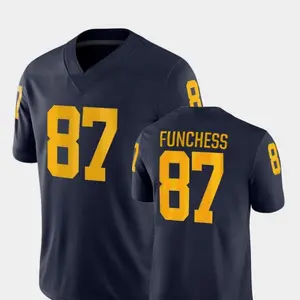 Funchess #87 Navy Football Jersey Shirt, Printed Name & Number, College Style Fan Jersey, Game Day Apparel, Blue Yellow Colors, Gift for Fans
