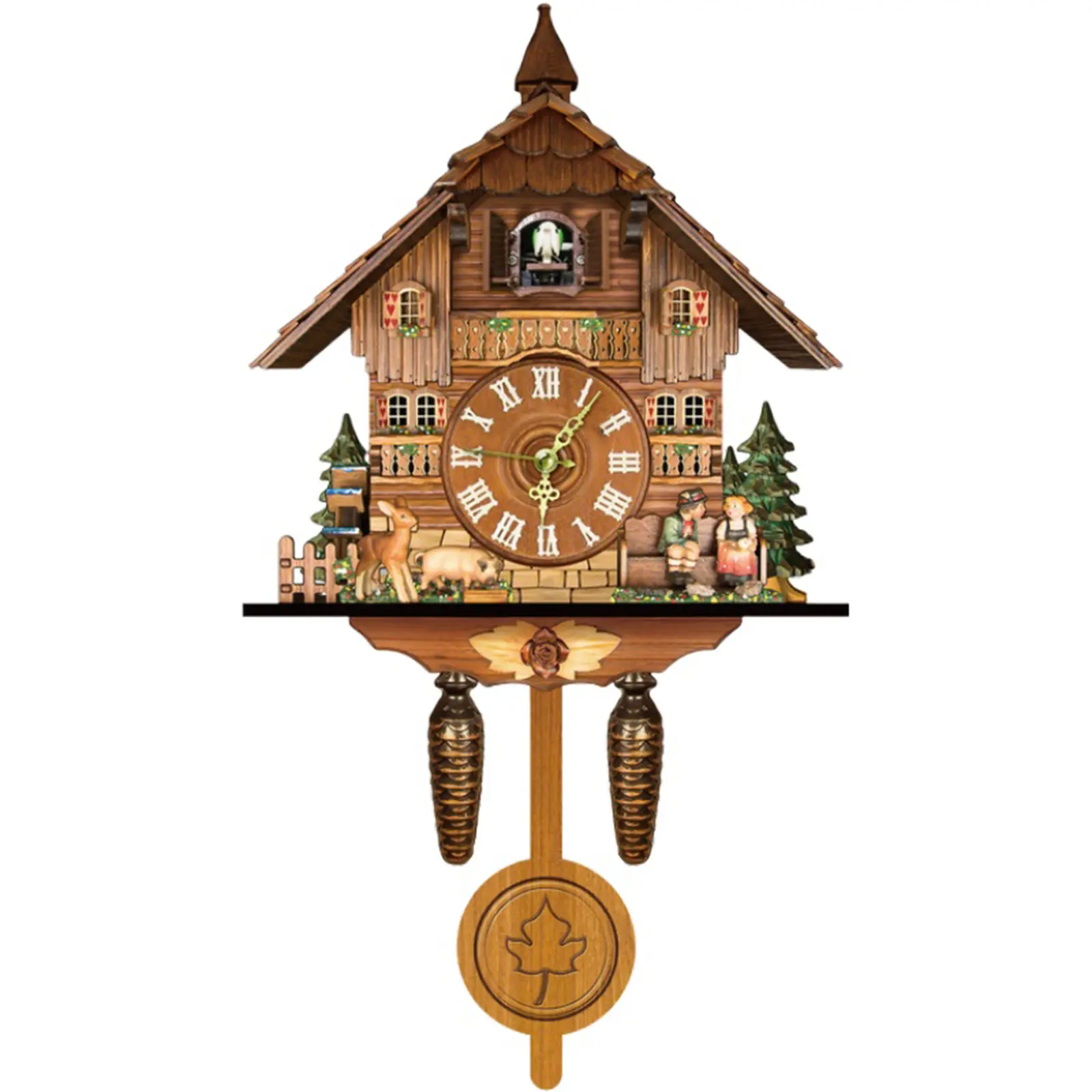 Cuckoo Clock Vintage Wall Clock Traditional Black Forest Clock Decorative Cuckoo Clock Fun Design Durable MDF Materials Excellent Readability Unique Home Decor Multi-Colored