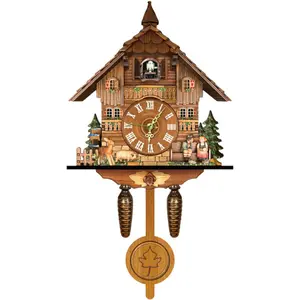 Cuckoo Clock Vintage Wall Clock Traditional Black Forest Clock Decorative Cuckoo Clock Fun Design Durable MDF Materials Excellent Readability Unique Home Decor Multi-Colored