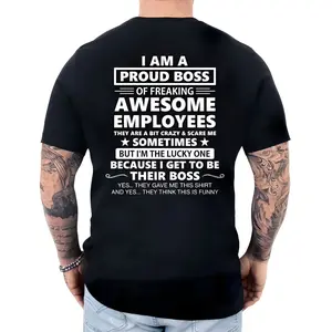 I Am A Proud Boss Shirt Back Print, Funny Boss Day Tee Shirt, Appreciation Hoodie, Boss Birthday Gift, Unisex Long Sleeve Crewneck Tee, Casual Clothing