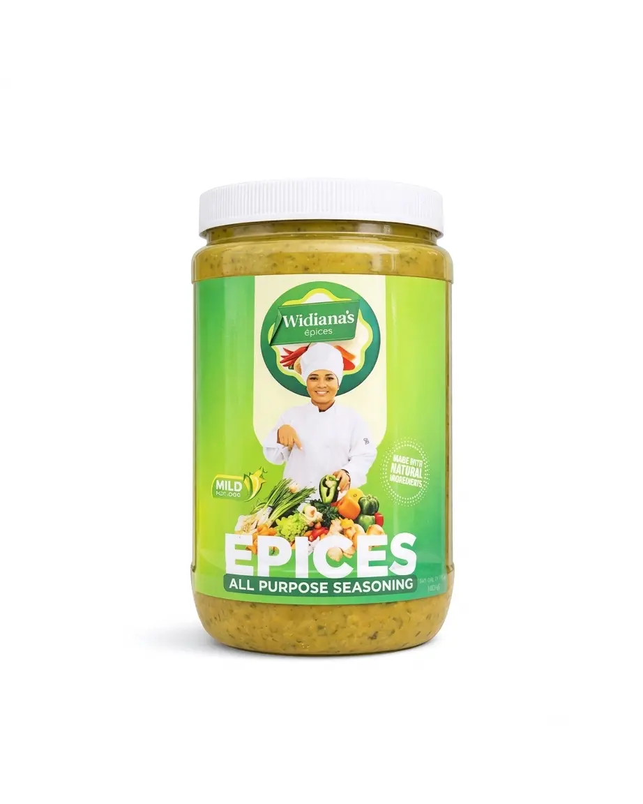 Widiana's All-Purpose Caribbean Spice Blend - 32 fl oz Mild Authentic Haitian Mix with Black Pepper, Garlic - Natural, No Preservatives, Gluten-Free, Vegan for Meat Flavor Enhancement