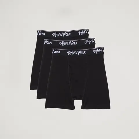 Men Cotton Boxer Briefs Black Stretchy