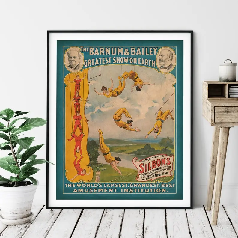[UNFRAMED POSTER] 1896 Vintage Barnum & Bailey Print - Antique Circus Poster, Circus Art, Retro Circus Wall Art, Circus Print, Acrobat Art, Circus Print, Gift