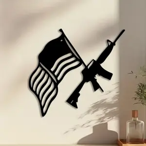 1pc Flag Metal Wall Art, Flag Statue Mural, Perfect for Outdoor Wall, Patriotic Decor, Modern Home Decor, Wall Decoration, Ideal Gift for Homeowners, Weather-Resistant Metal