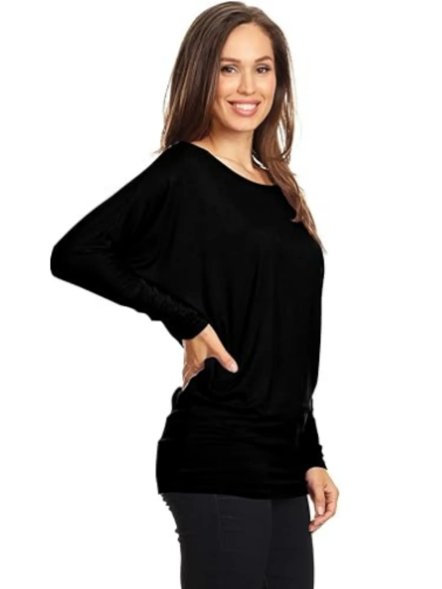 Women's Round Neck Long Sleeve Blouse - Trendy Dressy Business Casual Top for Work, Travel, Leggings Pairing, Jeans, Fitness - Maternity Crewneck Tunic, Trend, Basic, Lightweight, Blazer