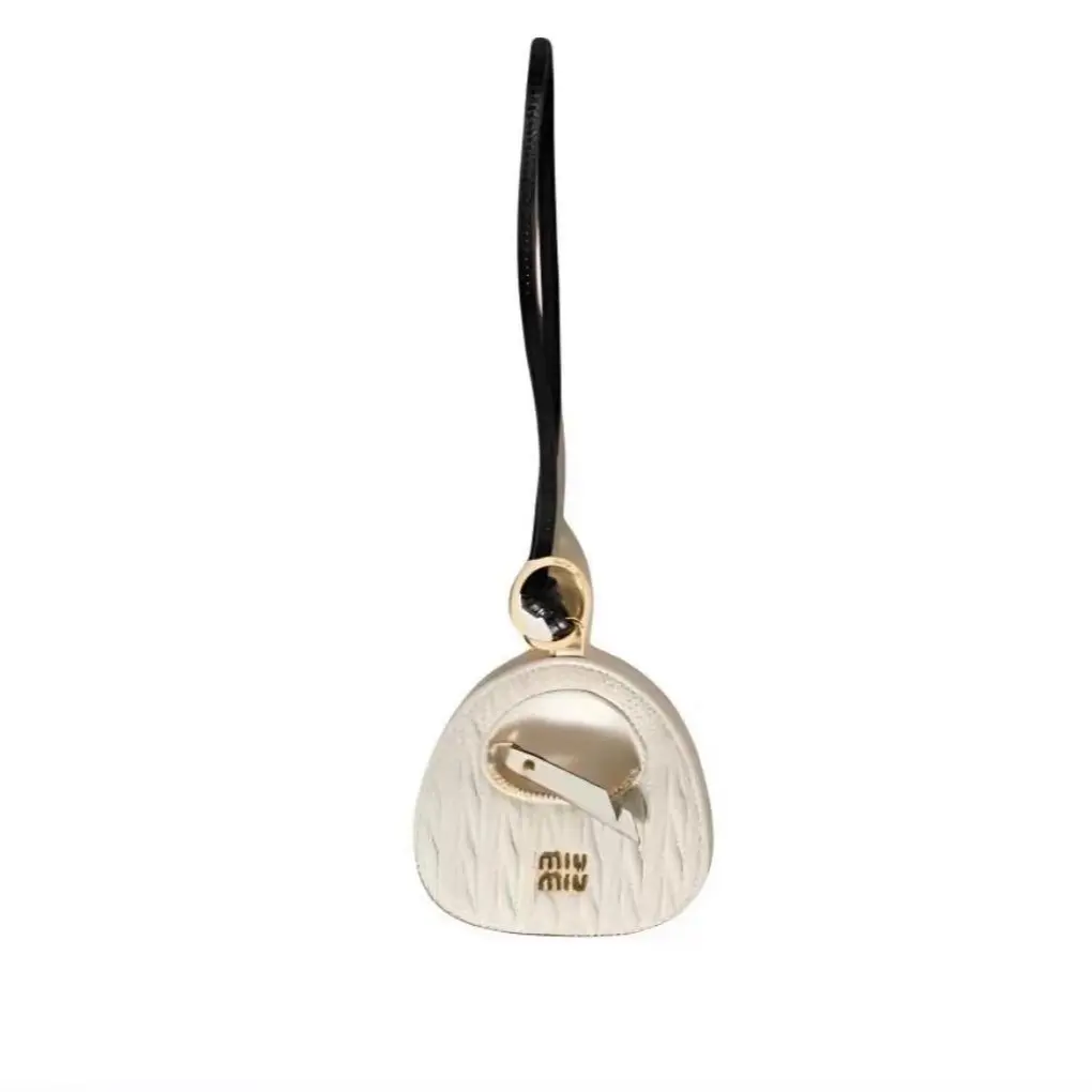 Pre-owned miu miu Wander Matelassé White Mirror Charm Mirror Keychain Bag Accessory 2600610