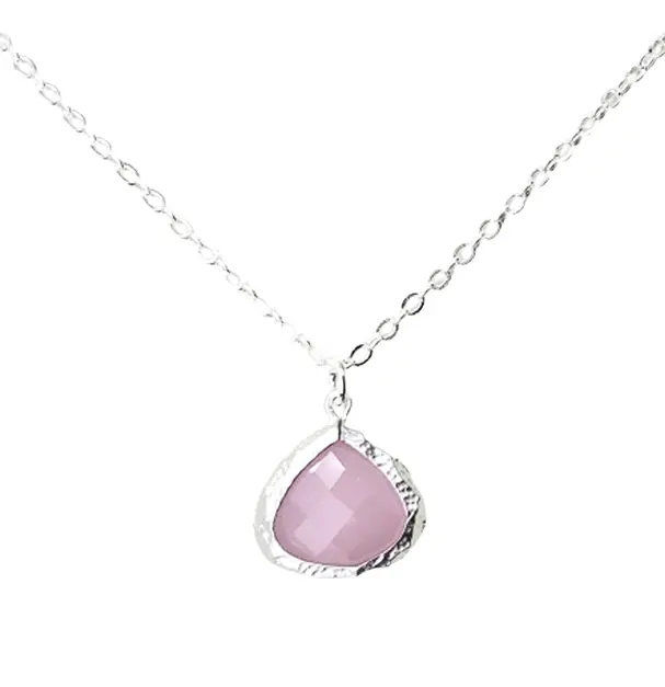 Dainty Minimalist Violet Purple Teardrop Necklace