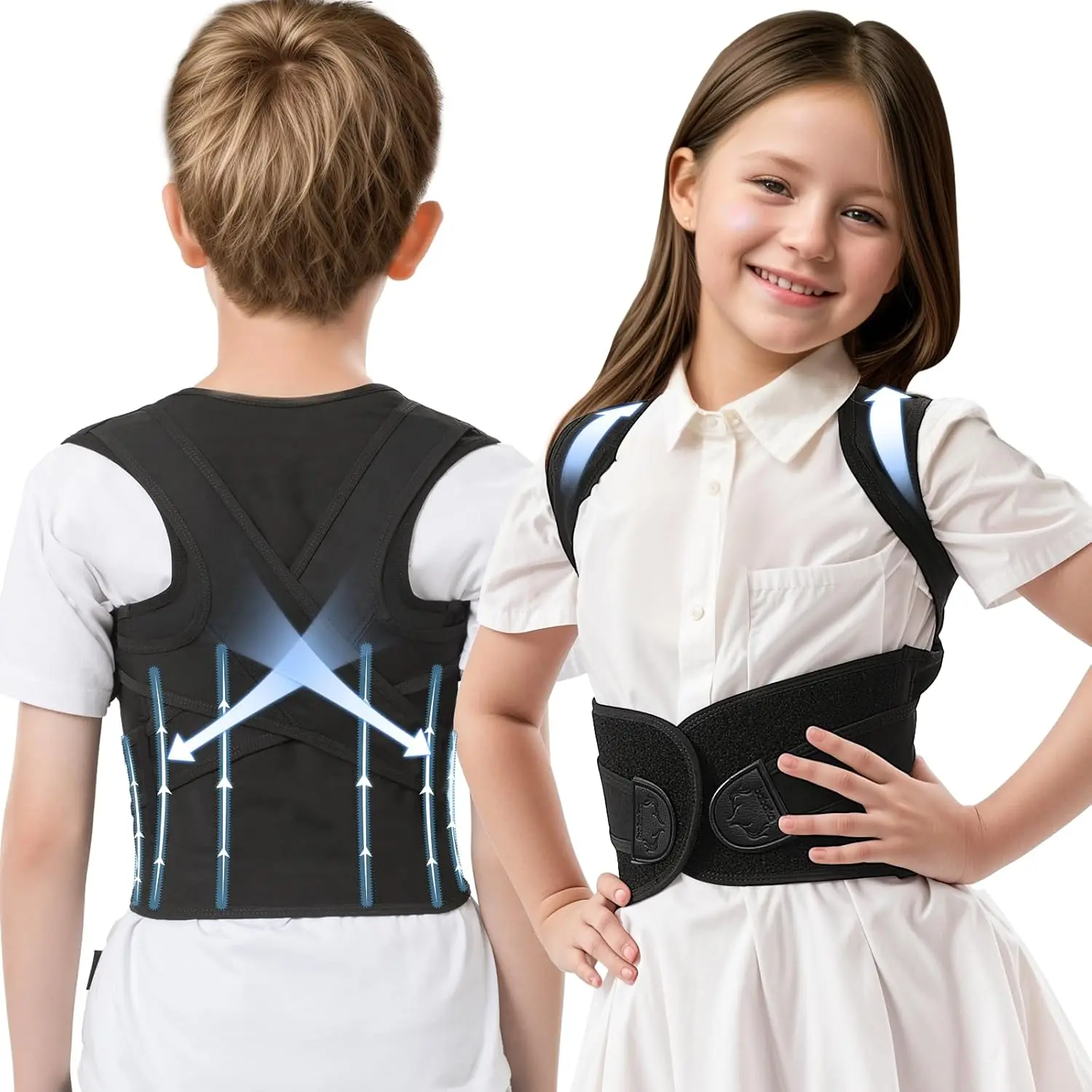 Babaka Posture Corrector for Kids and Teens Adjustable Full Back Support Brace, Scoliosis, Dowagers Hump, Hunchback, Spine Corrector Boys and Girls Healthcare Fabric Thanksgiving Day Gift