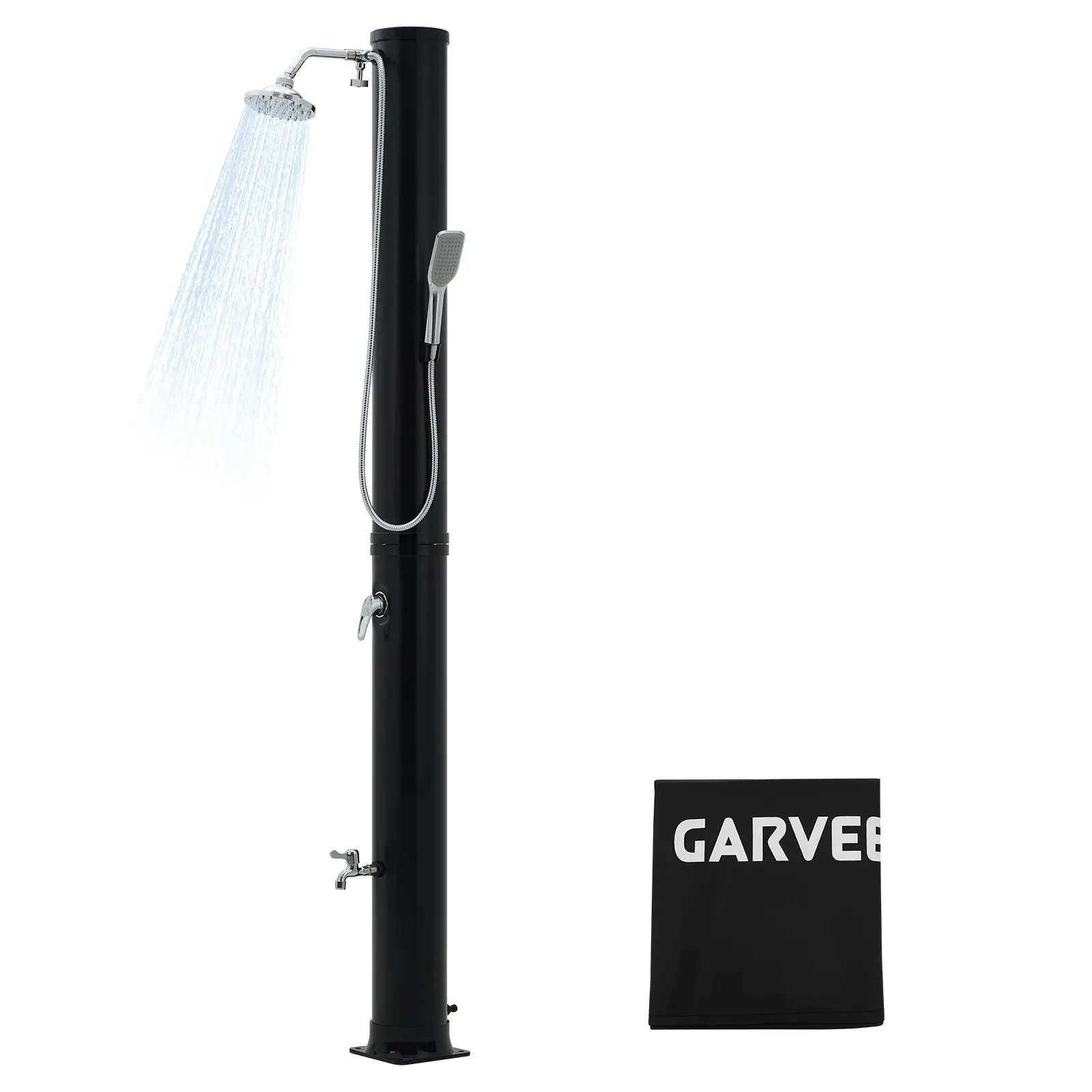 Garvee Solar Heated Outdoor Shower 10/9.3 Gallon – Freestanding 2-Section Pool Shower with Foot Tap, Handheld Sprayer & Shower Head | Hot and Cold Water Control | Beach Garden Spa Shower with Protective Cover