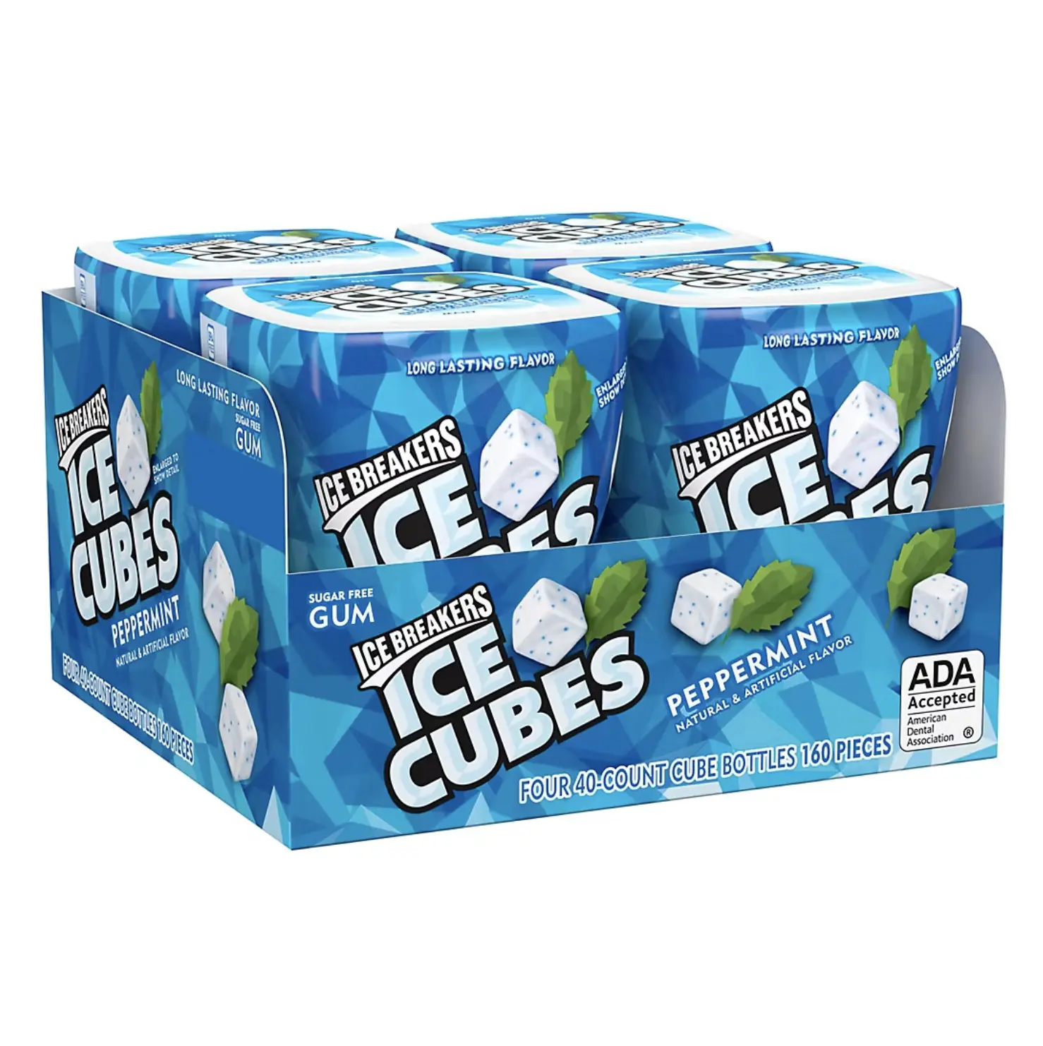 Ice Breakers Ice Cubes Peppermint Sugar-Free Gum, 40 count 4 pack