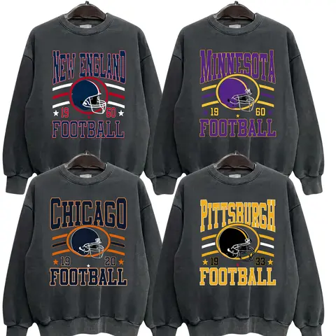 Retro All 32 Team Football Sweatshirt - Dark Heather, Unisex Long Sleeve Pullover, Vintage Graphic Sports Top, Classic Game Day Outfit, Gift for Football Fans - AL