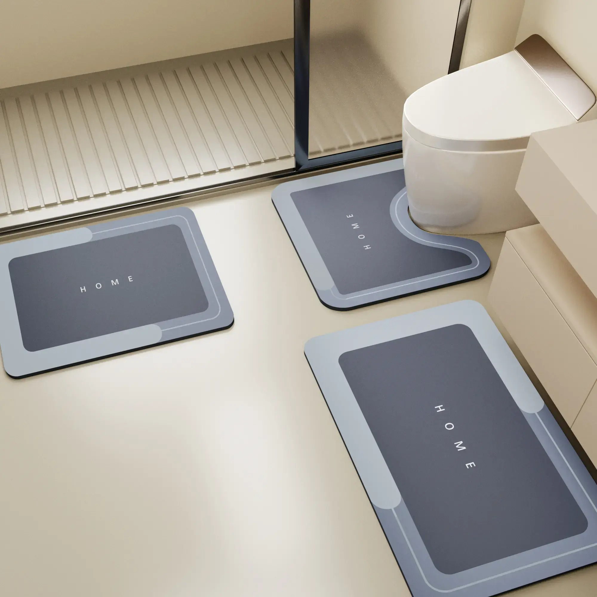 Bathroom Toilet Mat, 3pcs Non-slip Bathroom Floor Mat, Diatomite Bathroom Mat, Room Decor Water Absorbent Interior Rug for Bathroom Living Room Kitchen Laundry Bathroom Home Decor, Drying Doormat, Bathroom Accessories, Household Items, Home Goods
