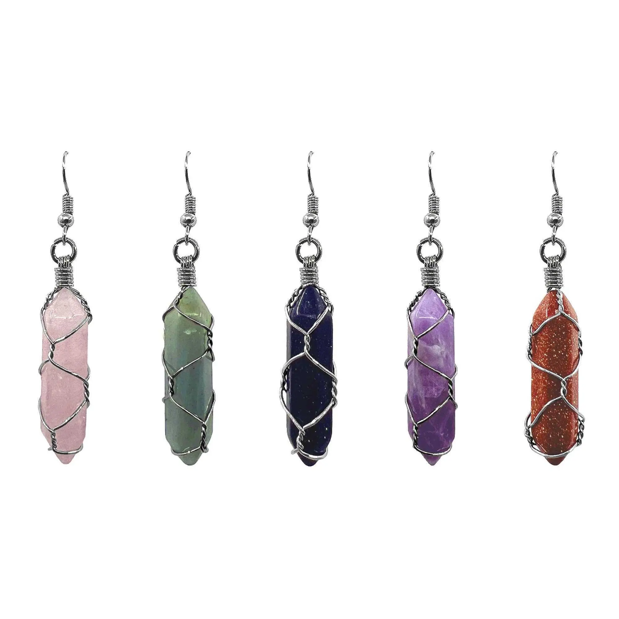 Wire Wrapped Bullet Point Dangle Earrings