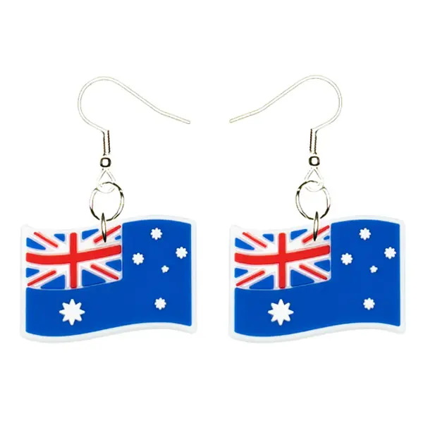 Australia Flag Earrings Hypoallergenic Silver Plated Fishhooks Yazzle Dazzle Oceania Koala Kangaroo Tasmania Great Barrier Reef Aussie Sheila Plonk